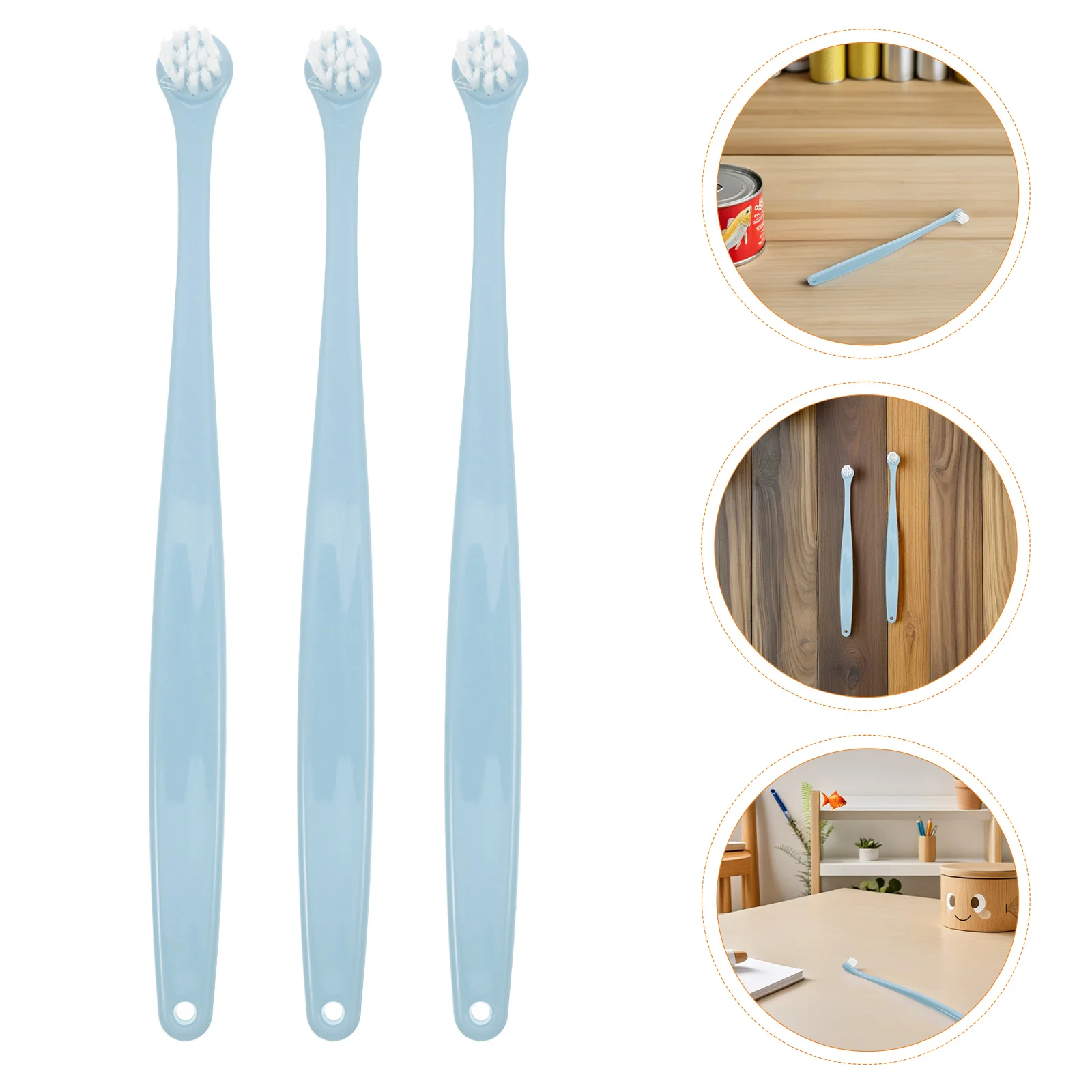 

3Pcs Pet Toothbrush Small for Dogs and Cats Soft Round Head Bristles Puppy Kitten Toothbrush Kit Long Handle Easy Grip Dental