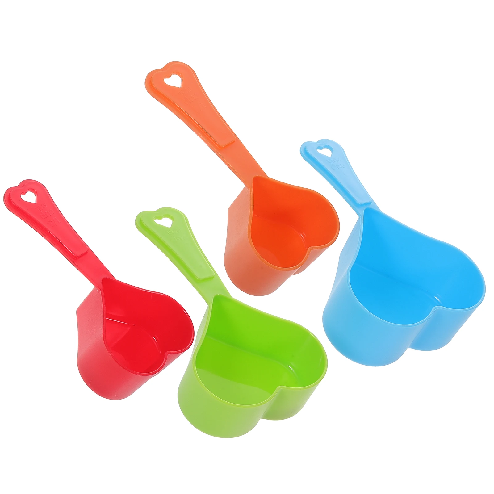 

4 pcs Heart Shape Plastic Measuring Spoons Stackable Kitchen Baking Liquid Ingredient Tools For Coffee Tea Sugar Salt