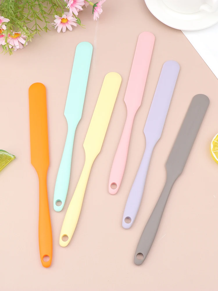 Grattoir Long en Silicone couleur crème, Long grattoir pour la fabrication de gâteaux, spatule en Silicone, outils de cuisson pour gâteaux, petits accessoires