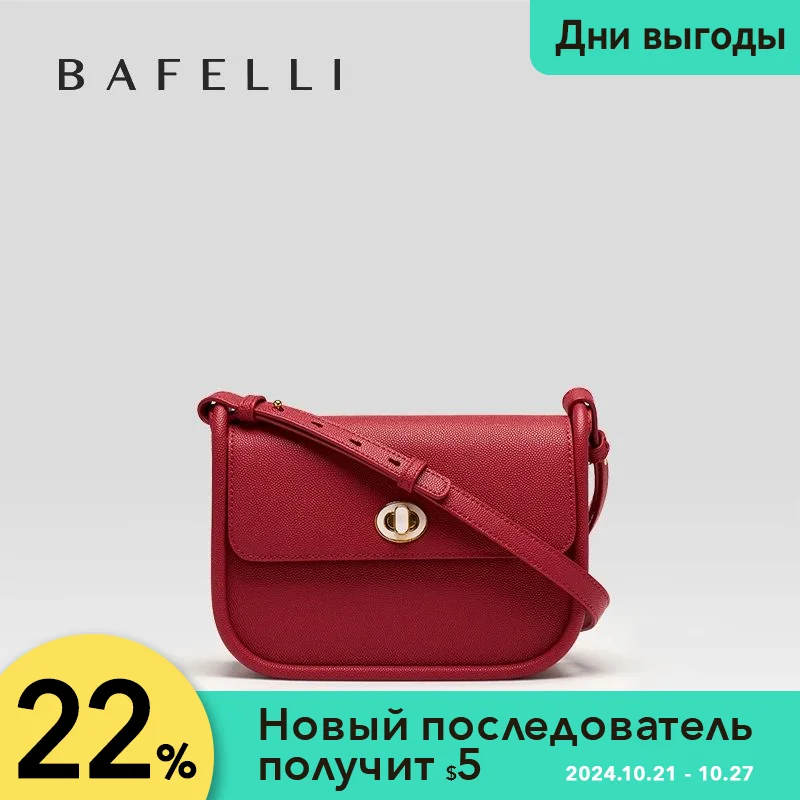 BAFELLI 2024 WOMEN'S NEW TREND LEATHER SADDLE BAGS FASHION STYLE ORIGINAL DESIGNER LUXURY BRAND CASUAL CROSSBODAY PURSE SHOULDER