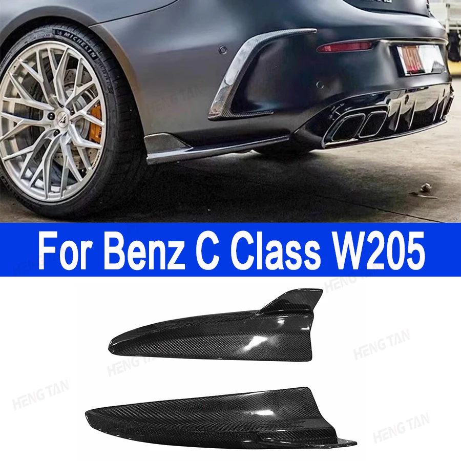 For Mercedes Benz C Class W205 C200 C300 C450 C63 Carbon Fiber wrap angle Car Rear Bumper Splitter Corner Trim Cover Rear Chin