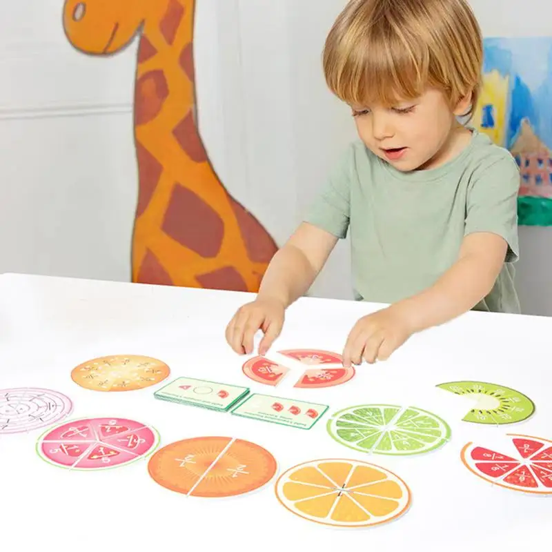 Bruchfractionsaktivitäten für Kinder, Obstbreche, Lebensmittelbreche, Fruchtform, Spielzeug, pädagogische Indoor-Spiele, frühes Lernen, Mathematikunterricht