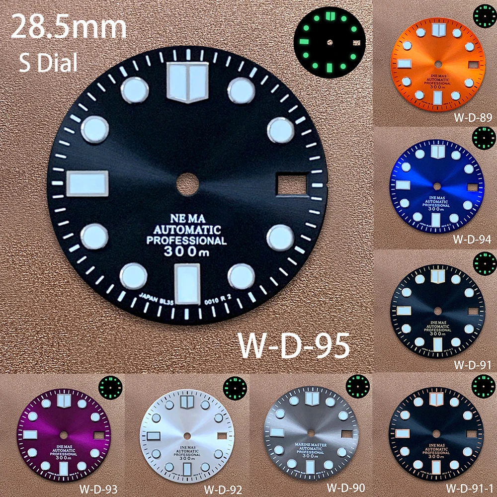 

Эмалированный циферблат с логотипом S 28,5 мм, подходит для механизма NH35/NH36/7S, ярко-зеленый светящийся качественный аксессуар для модификации часов