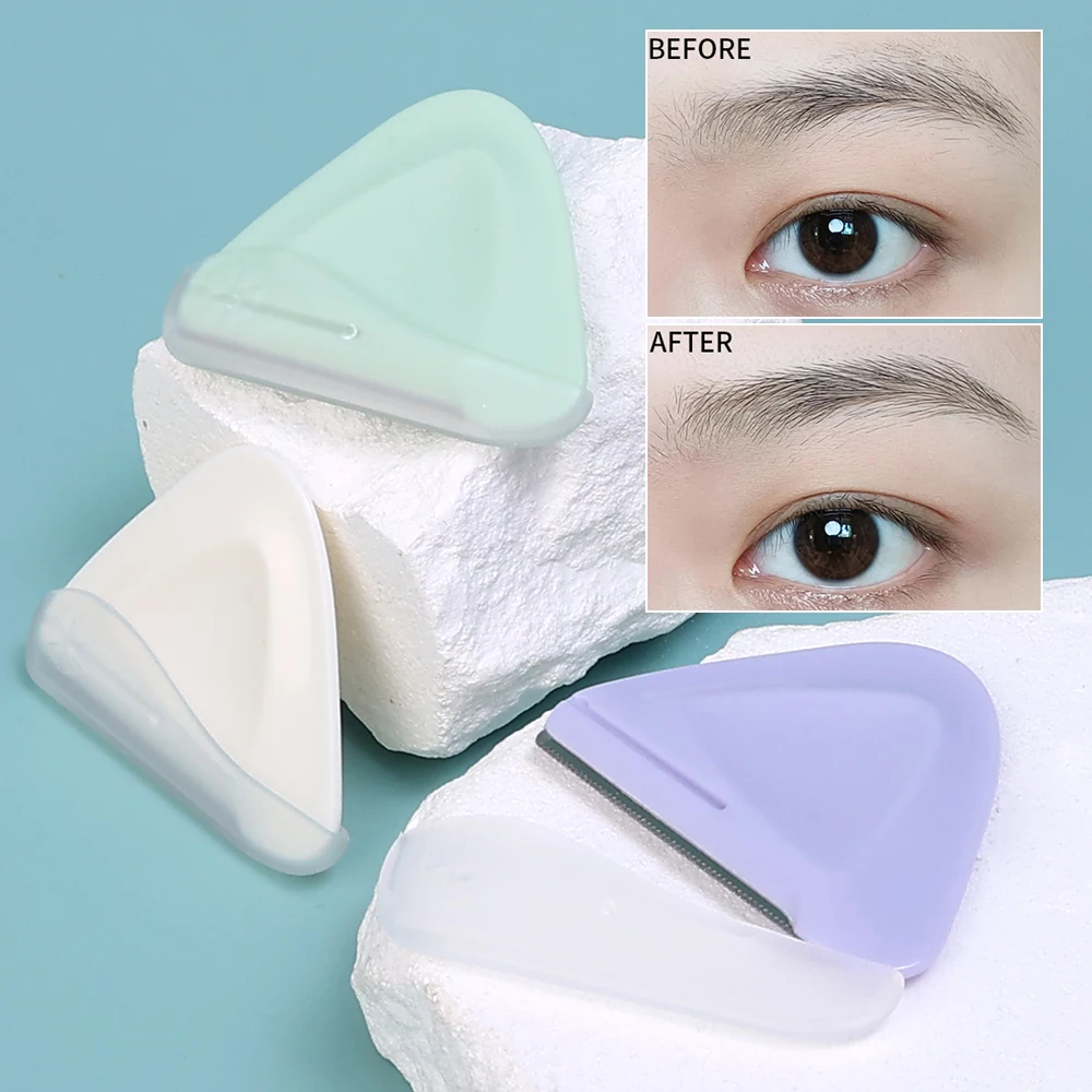 Cremiger Macaron-Farben-Augenbrauenschneider, dreieckig, tragbar, sicher, Augenbrauenschaber, spezieller Augenbrauenschneider, Augenbrauenklinge, Beauty-Tool