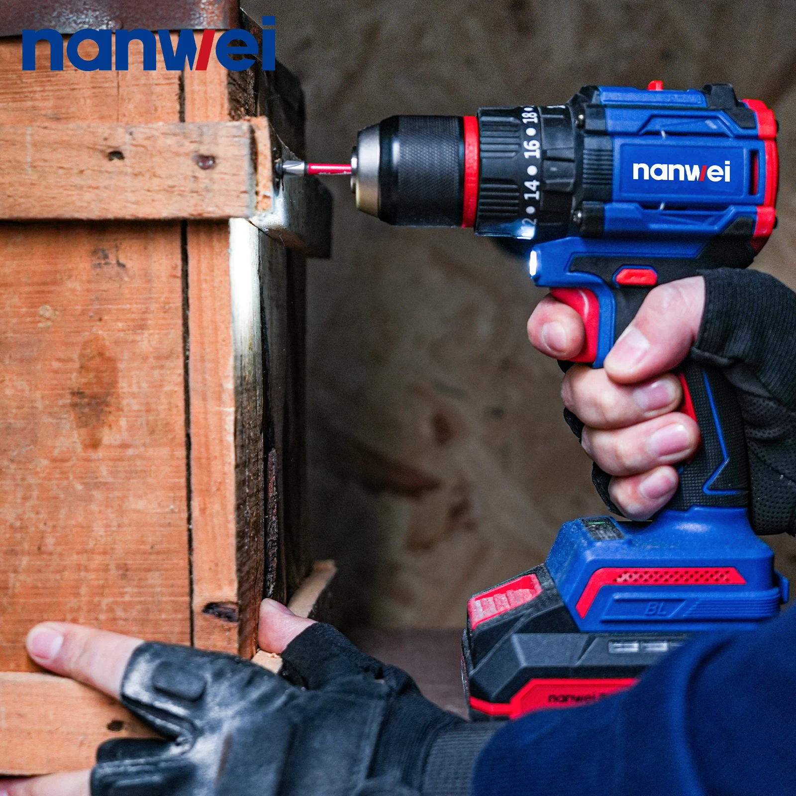 Professional Cordless Drill Power Tools Total 20V Lithium-ion Battery Light Weight Drill Brushless Motor for DIY Projects