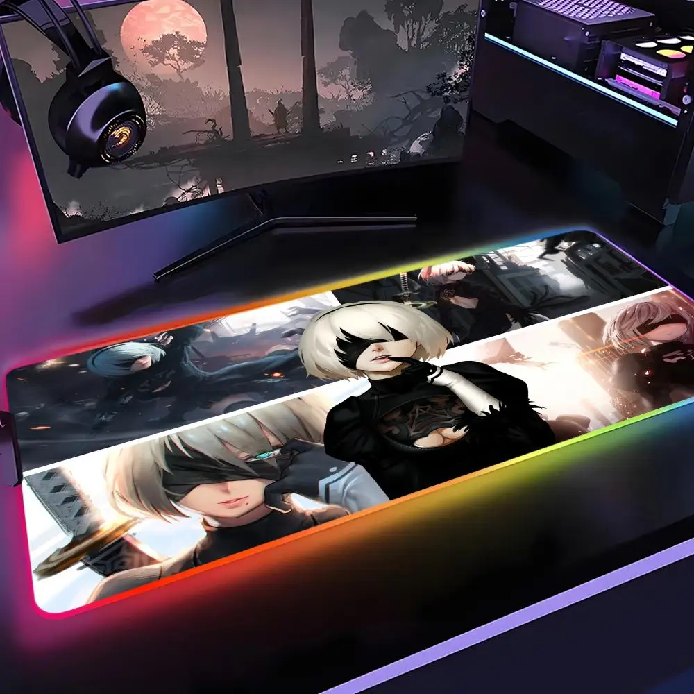 

Nier Automata Mouse Pad Gamer Rgb Desk Mat Back Light Led Mousepad Setup Gaming Accessories Deskmat Big Mousepad Backlight