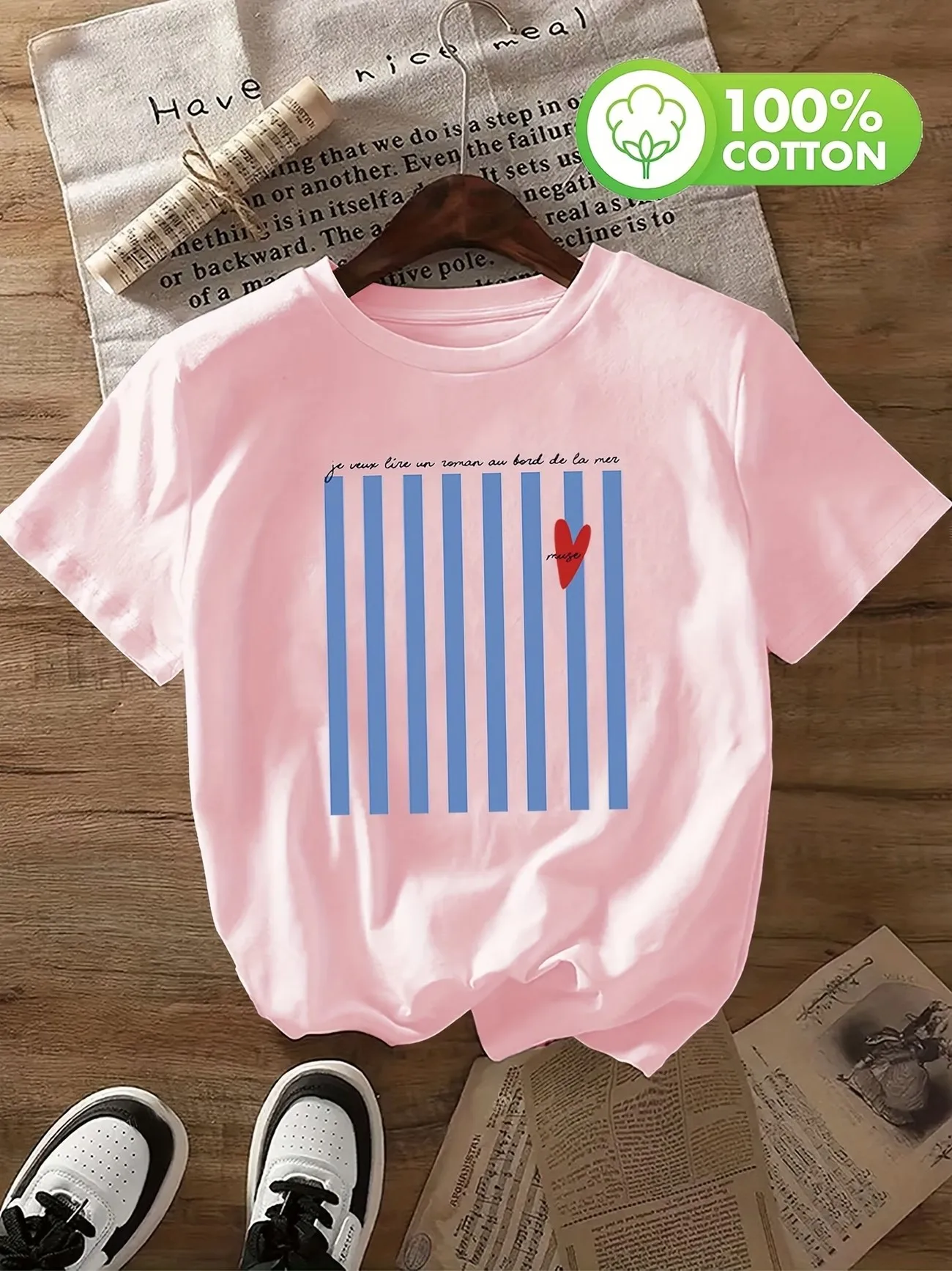Y2k Liebesherz 100% Baumwolle Grafik Damen Retro 90er Jahre Print T-Shirt Weicher Rundhalsausschnitt Kurzarm-Oberteil Vintage Shirt-Design