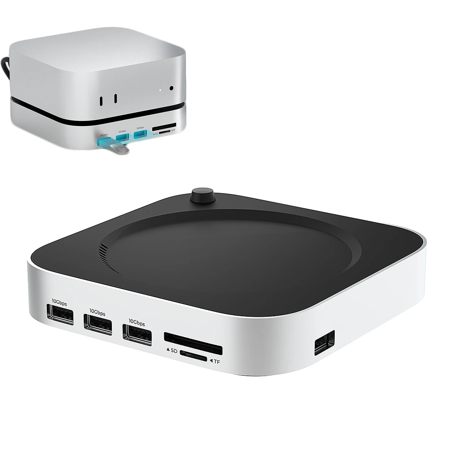 

Док-станция для Mac Mini M4 M4 Pro USB-концентратор M.2 NVMe SSD 4 ТБ Макс. 10 Гбит/с USB-A Порты SD и TF USB-разветвитель Док-станция