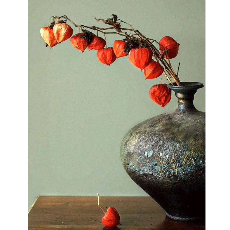 l Lotus Fruit Dry Flower Eternal Flower Real Flower Long Branch Living Room Desktop Decoration Ornaments Wabi-Sabi Mid-...