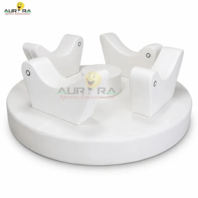 Commercial Soft Play Foam Merry Go Carousel 300kg Capacity for Indoor Playground School Shopping Mall Amusement Operators