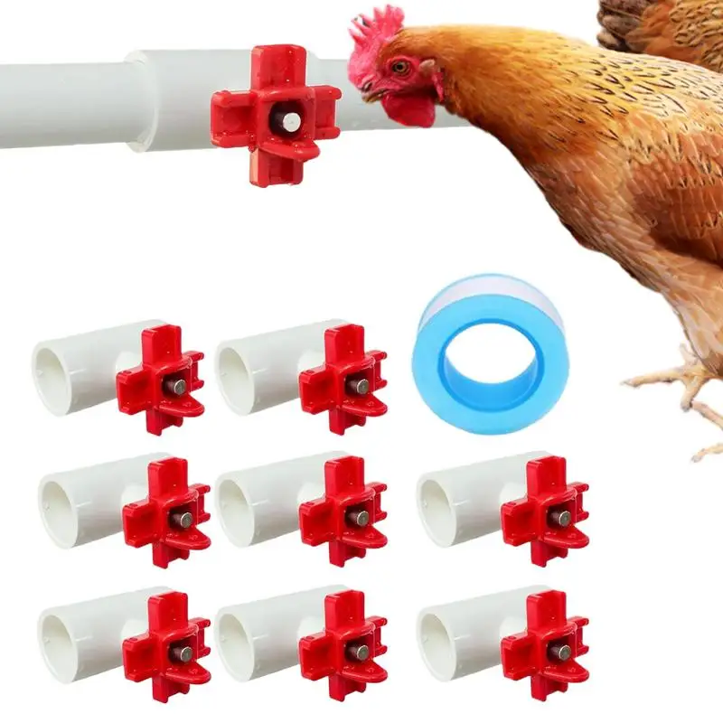 Automatic Chicken Watering Cups Automatic Poultry Water Feeding Cups Good Sealing Tee Fittings Poultry Waterer for Chickens