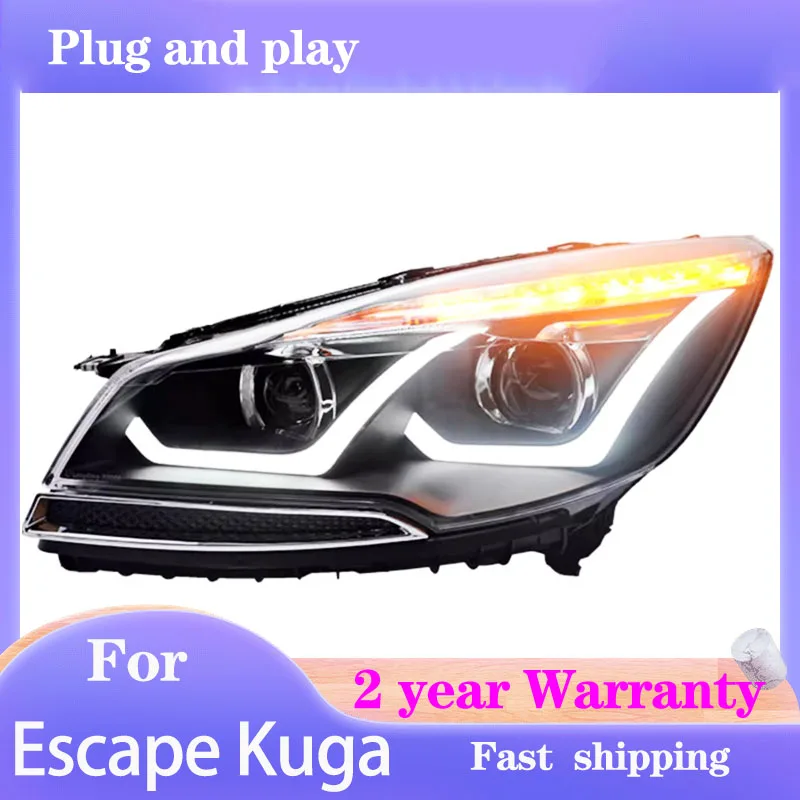 تصفيف السيارة رئيس مصباح ل الهروب كوغا 2013 2014 2015 رئيس مصباح النهار تشغيل DRL ثنائية زينون عدسة HID اكسسوارات السيارات