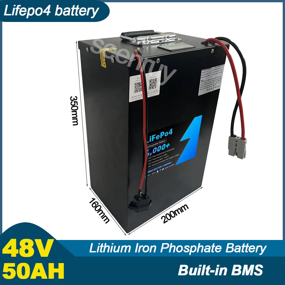 

48V 50AH Lifepo4 With Charger 30A 50A 80A 100A 120A Lithium Iron Phosphate Battery For Bike RV Tricycle Motorcycle Scooter