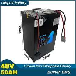 48V 50AH Lifepo4 con caricabatterie 30A 50A 80A 100A 120A batteria al litio ferro fosfato per bici RV triciclo moto Scooter