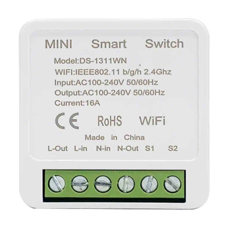 

N11R 16A Mini Wifi DIY Light Switches Module 2-Way Control Work For Tuya Smart Life Alexa Alice Google Home