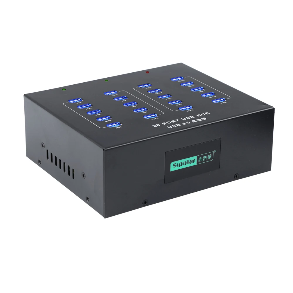 Sipolar High Quality 110W powered 20 USB 3.0 Ports Fast Charging docking Station hub for Mobile Phone SSD HDD 4G dongles modem