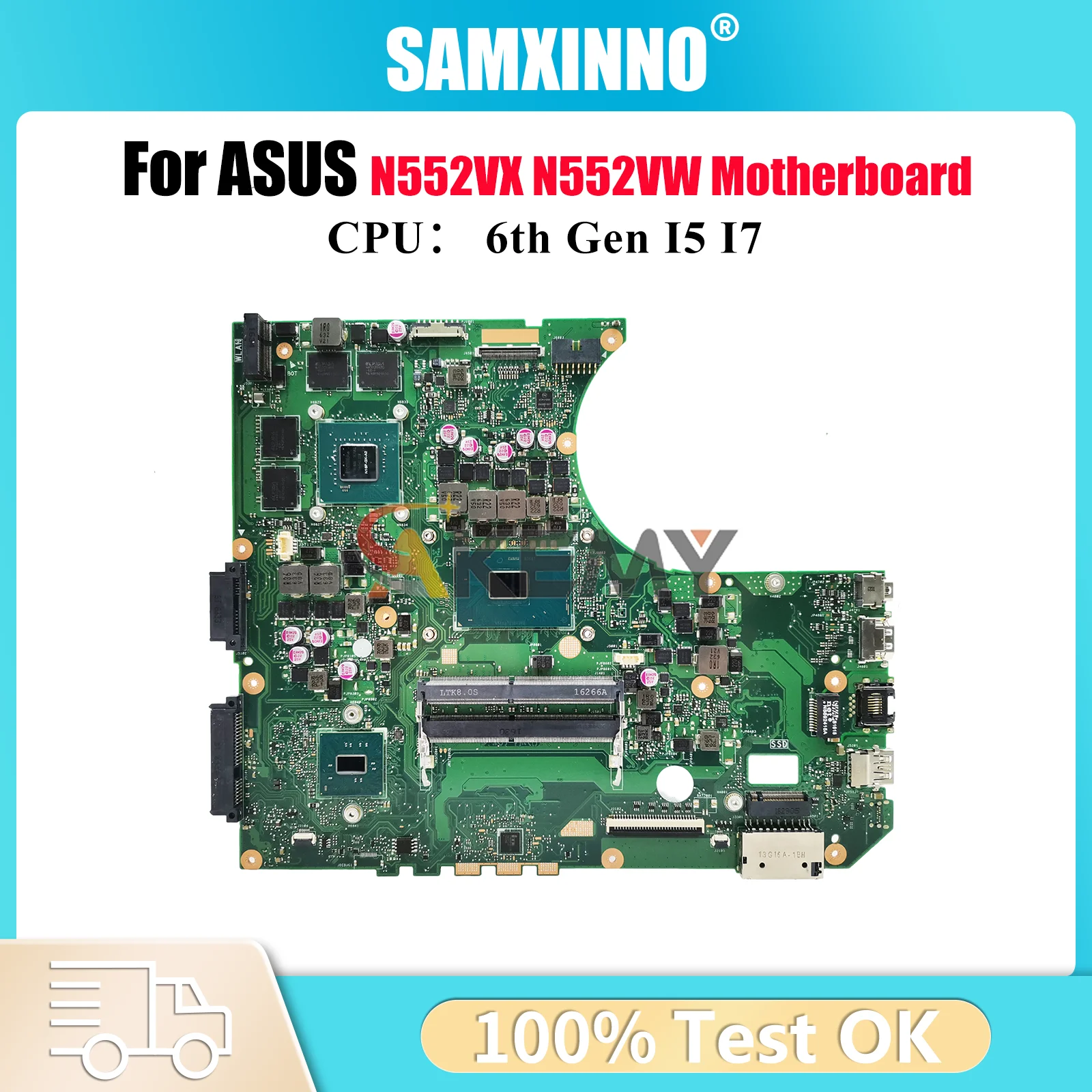 

N552VW Laptop Motherboard For ASUS ROG N552VW N552VX N552V Notebook Mainboard With I5 I7 CPU 100% tests OK fast shipping stk