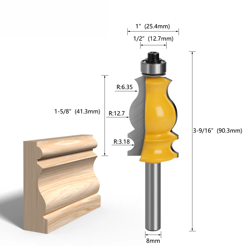 1 Pc, 8mm 12mm Shank, 1/2 Inch Shank Fish Tail Handrail Cutter - For Decorative Line Carving, and Corner Profile Cutting