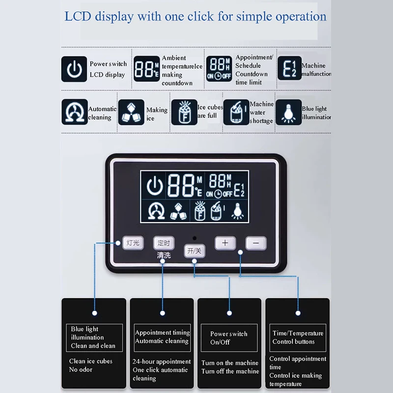 Pbobp Commerciële Ijsmakermachine Met 100 Lbs/Dag Capaciteit 24-uurs Timer Ijsdiktecontrole Ideaal Hotels Restaurants Bars