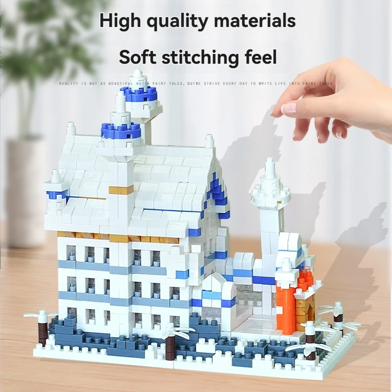 FUNXINEE 1000 Stücke Mini Schwanenschloss Weiße Schloss Bausteine Berühmte Architektur Modell Kreative Ornament Geschenk Erwachsene Kind