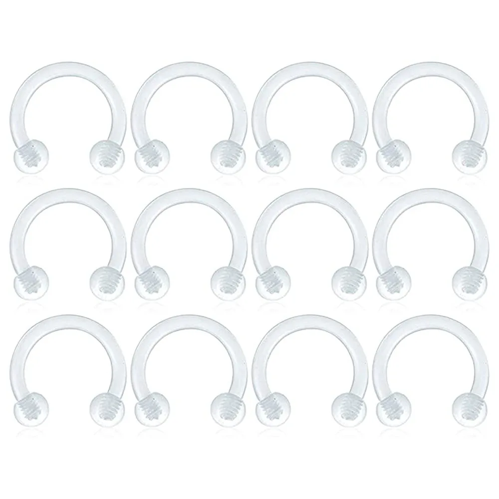5pcs Clear Nose Septum Ring Set