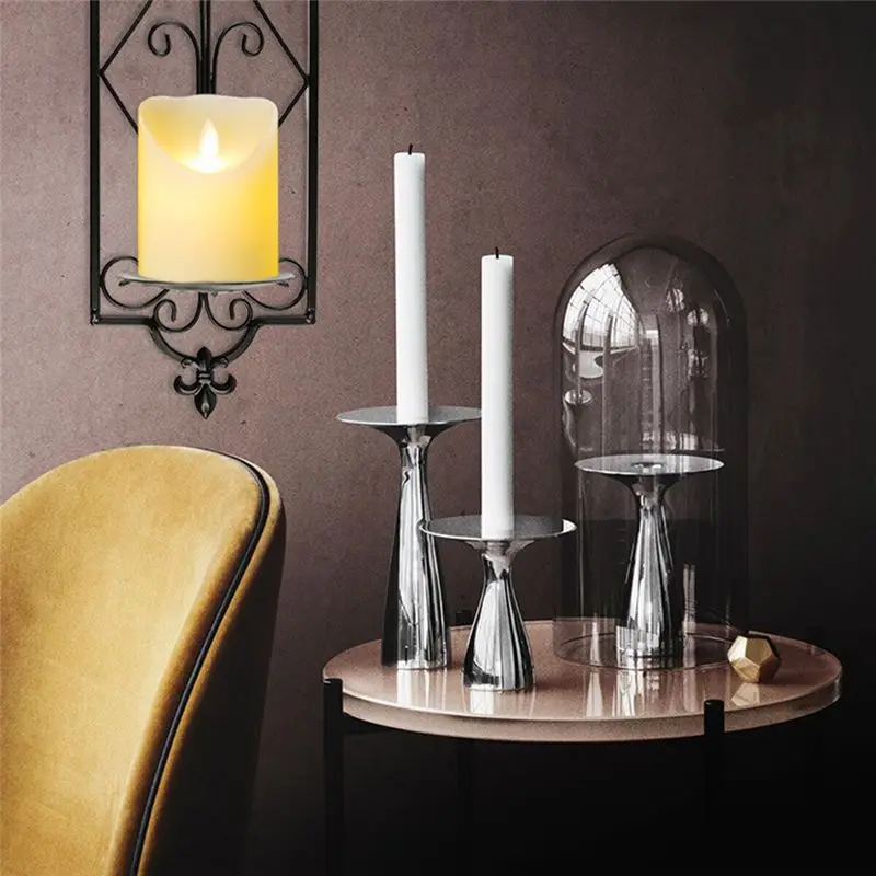 【ELEVATE LIFE】Decorative Black Scrolled Ivy Metal Tea Light Candle Holder Hanging Wall Sconce, Tealight ABDD