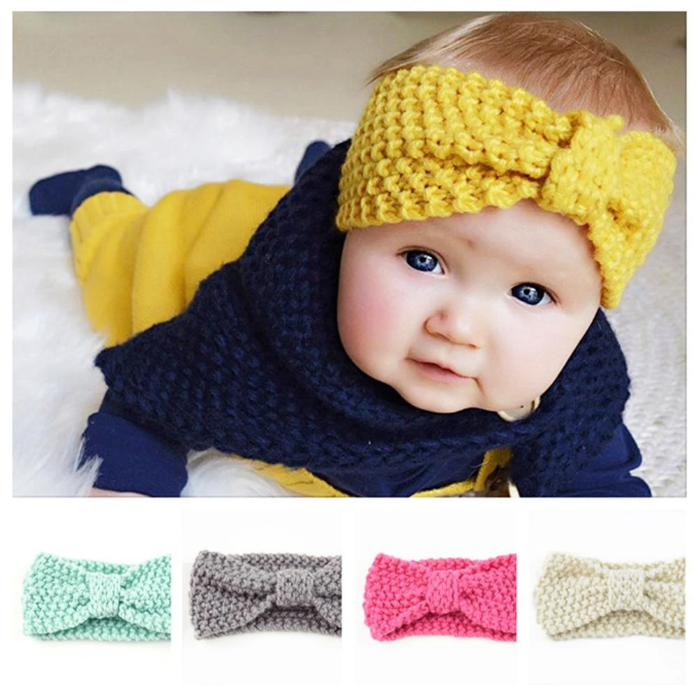 1PCS Baby Girls Headbands Newborn Toddler Infants Turban Head Wrap Knitting Rabbit Ear Crochet Hairbands Warm Headwear