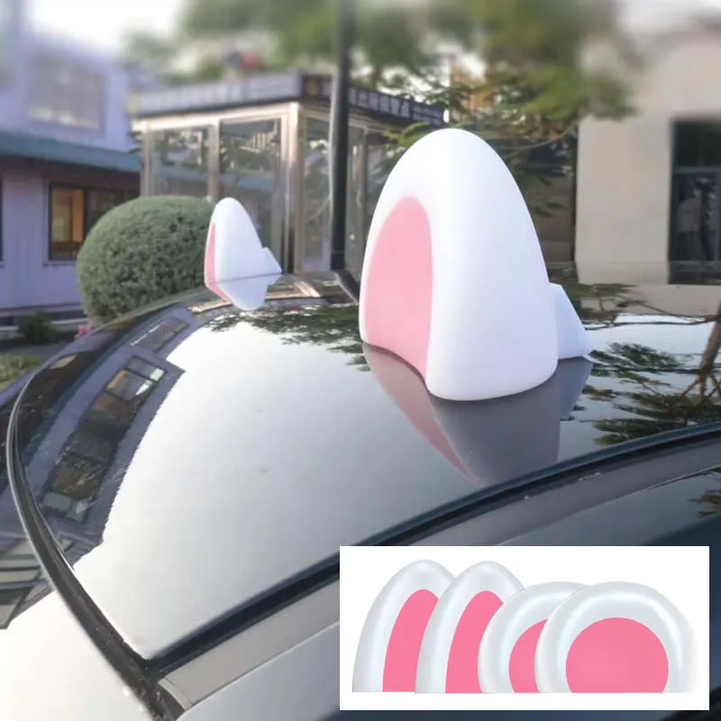 2PCS Katzenohren/Bärenohren Motorrad Elektrische Niedliche Hasenohren Dekor Solar Katzenohren LED leuchtende Leistung für Auto LKW Dekoration