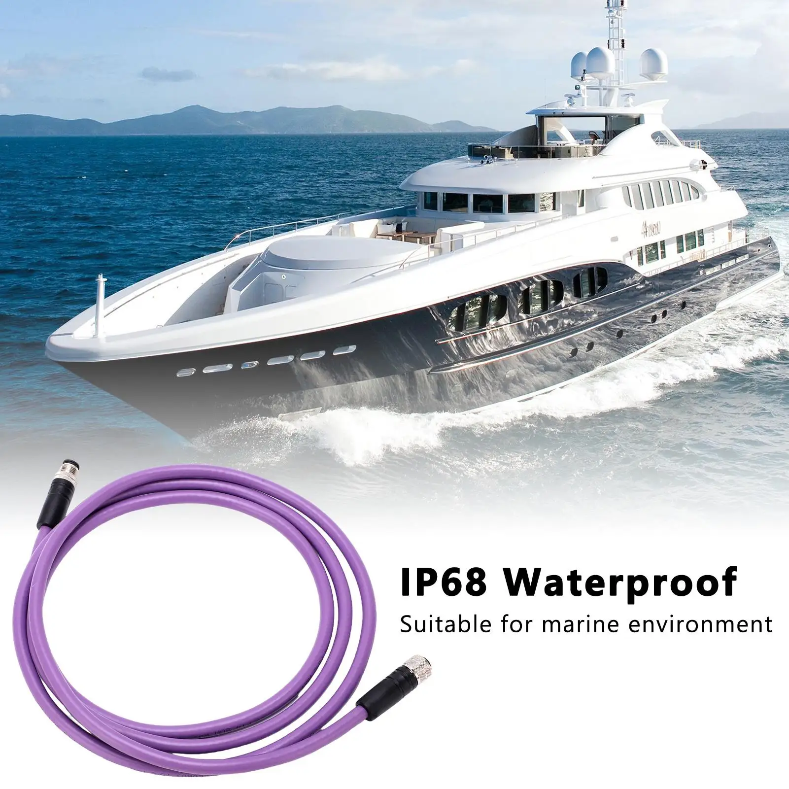كابل العمود الفقري للملحقات البحرية 5pin مقاوم للاهتراء أسود 2 متر إنهاء مناسب لشبكات lowrance لـ nmea 2000