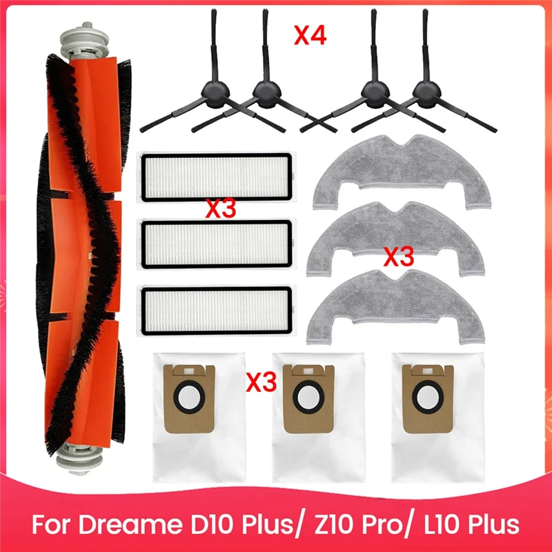 ABNP 14 Uds cepillo bolsa de polvo filtro y paño de mopa conjunto para Dreame D10 Plus Z10 Pro L10 Plus piezas de recambio de aspiradora