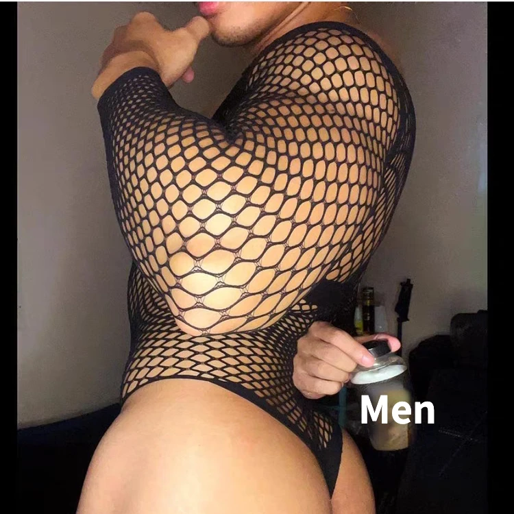 Young Men\'s Nightwear Cool Men Sexy Lingerie Fun Erotic Gentlemen Fishnet Sleepwear Plus Size Man\'s Body Suits Male Jumpsuit