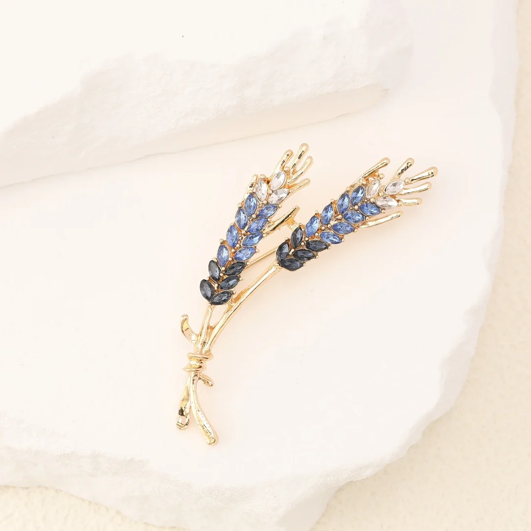 Luxury Women Brooches Wholesale Ukraine Flag Wheat Badge 7-Color Rhinestone Blue&Yellow Brooch Pins Men Jewelry For Clothing