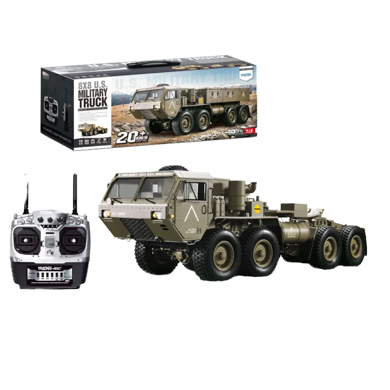 

TRASPED P802 RC Car 8x8 17CH Модель грузовика с дистанционным управлением 1/12 Высококачественный военный рок-гусеничный автомобиль Звуковой свет для взрослых