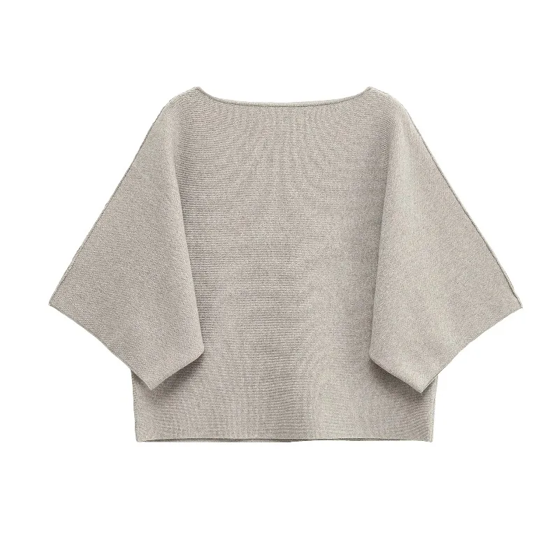 

European and American style flip-collar knitted sweater Women's clothing autumn new products simple and fashionable