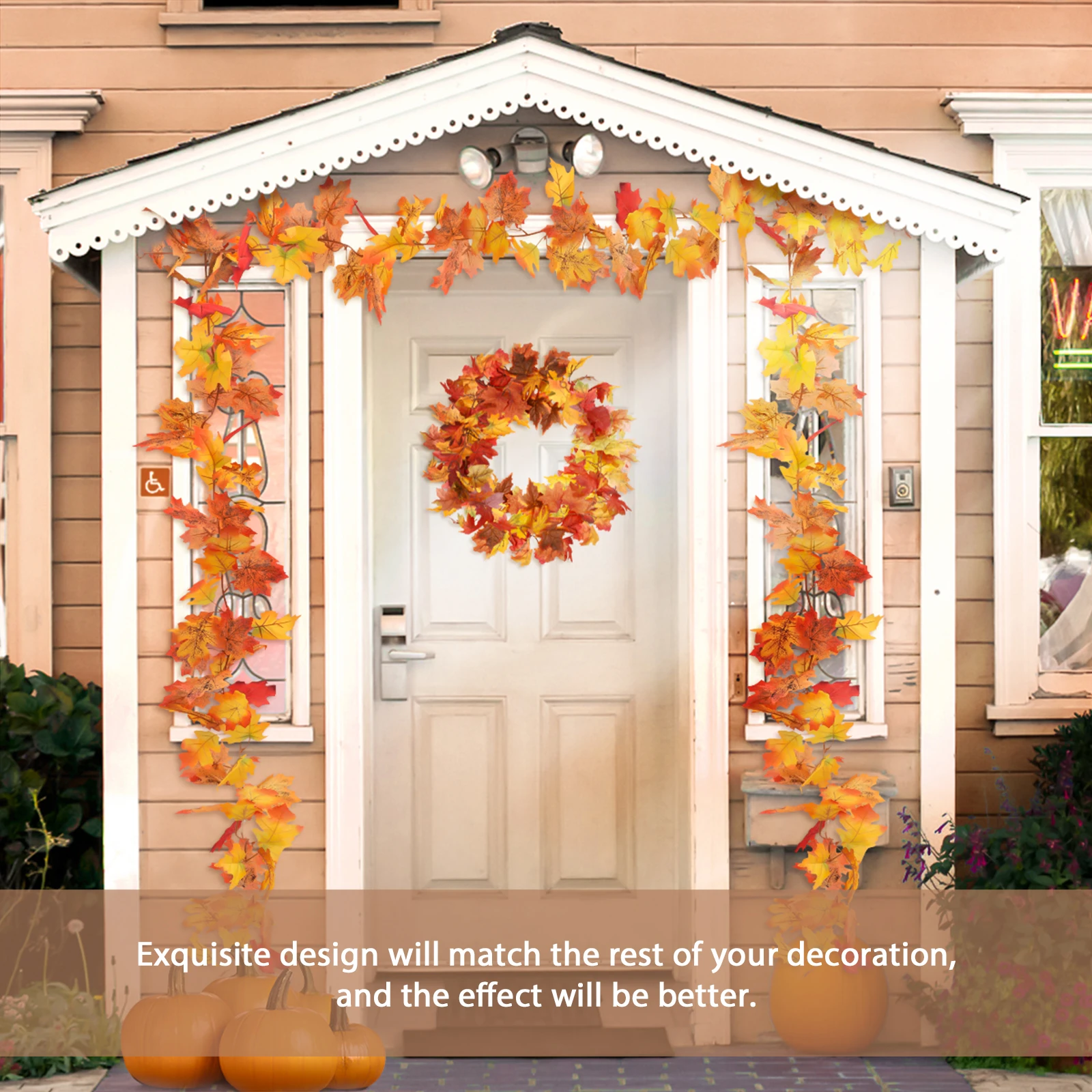 

Simulated Maple Leaf Decoration Artificial Halloween Wreath Party Vines Decorative Decorations Hanging