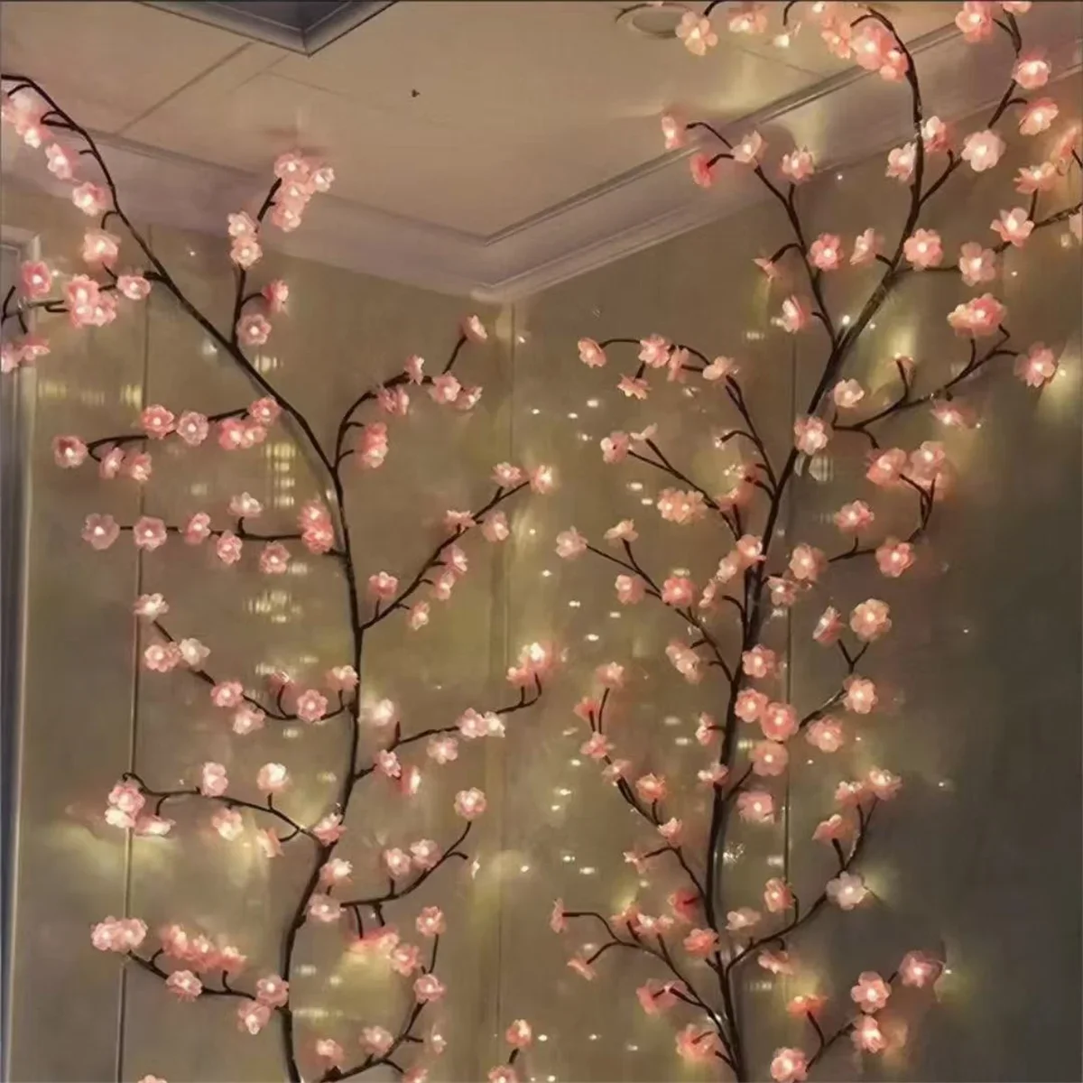 LED Cherry Blossom Branch Light USB Vine Strip Light Wedding Interior Decoration Styling Light Flexible Atmosphere Color Light