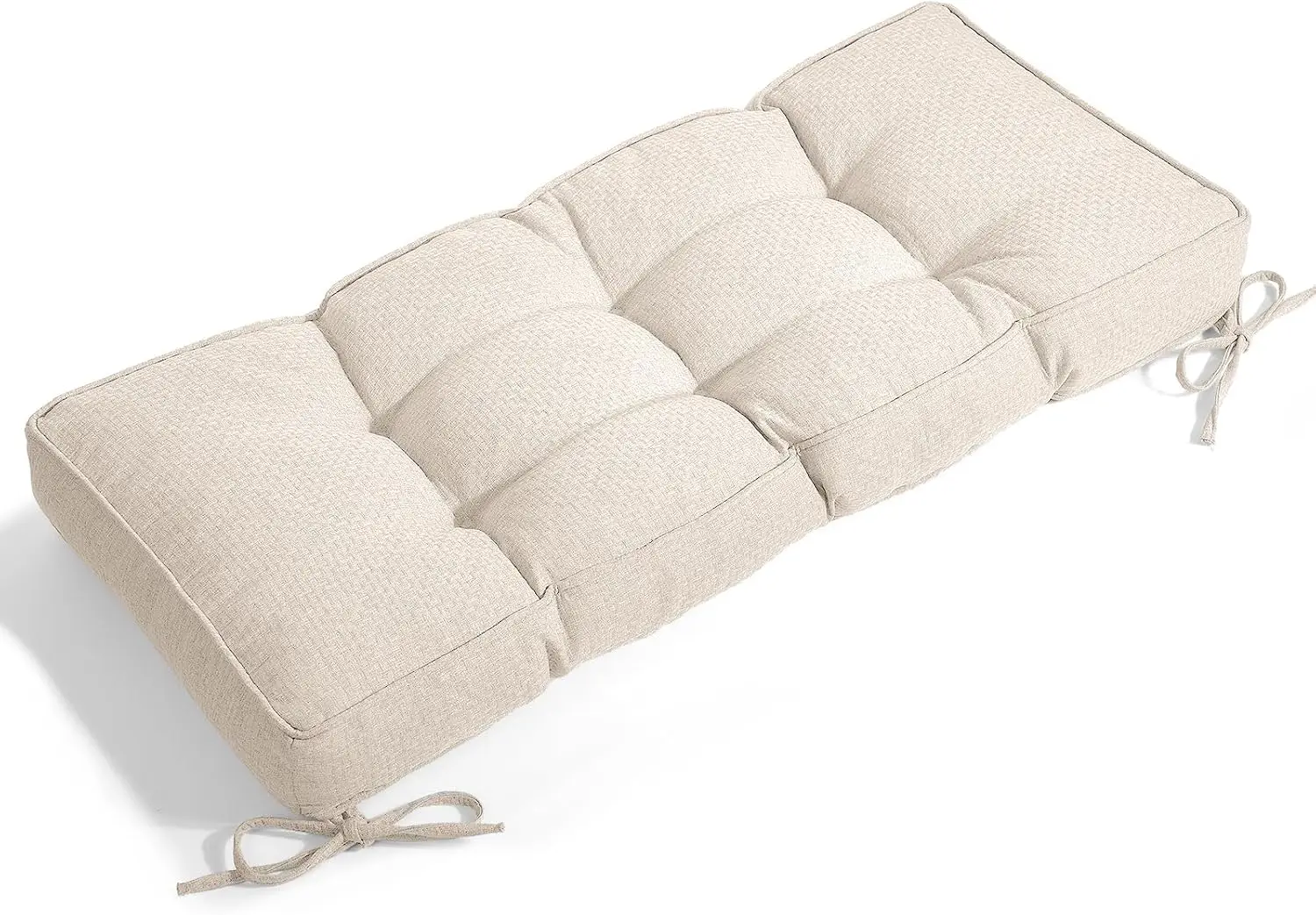 Bench Cushion 40x15Inch Tufted Indoor Furniture, Non-Slip & Comfortable for Entryway, Storage, Light Beige