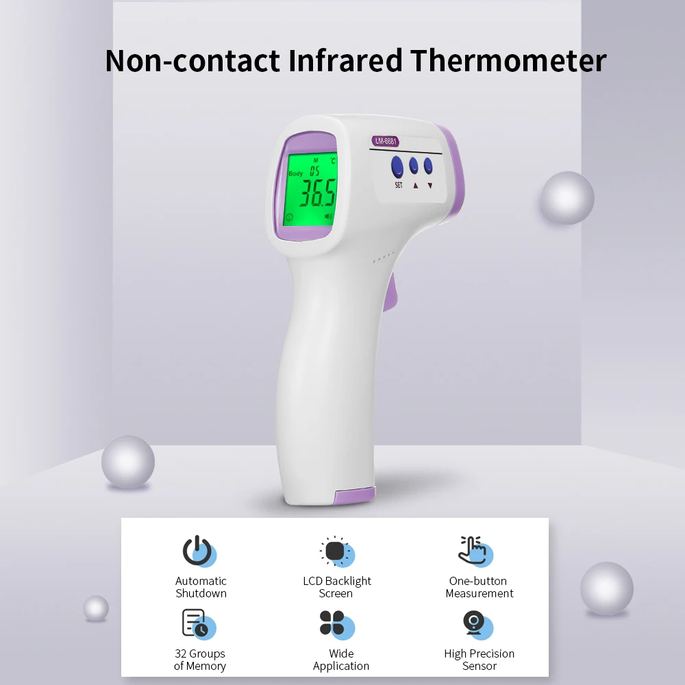 Thermometer Infrared Digital LCD Body Measurement Forehead Ear Non-Contact Fever Measure Tool IR for Baby Adult