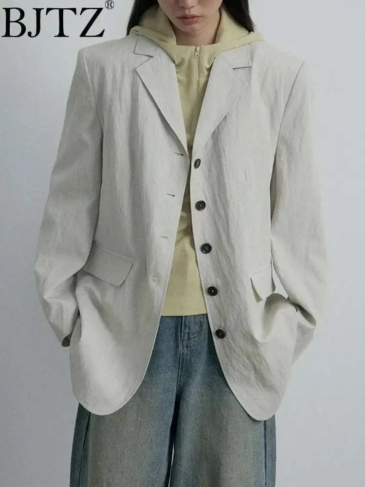 

BJTZ 2025 весна-лето новый повседневный однобортный темпераментный универсальный пиджак средней длины с лацканами женская одежда