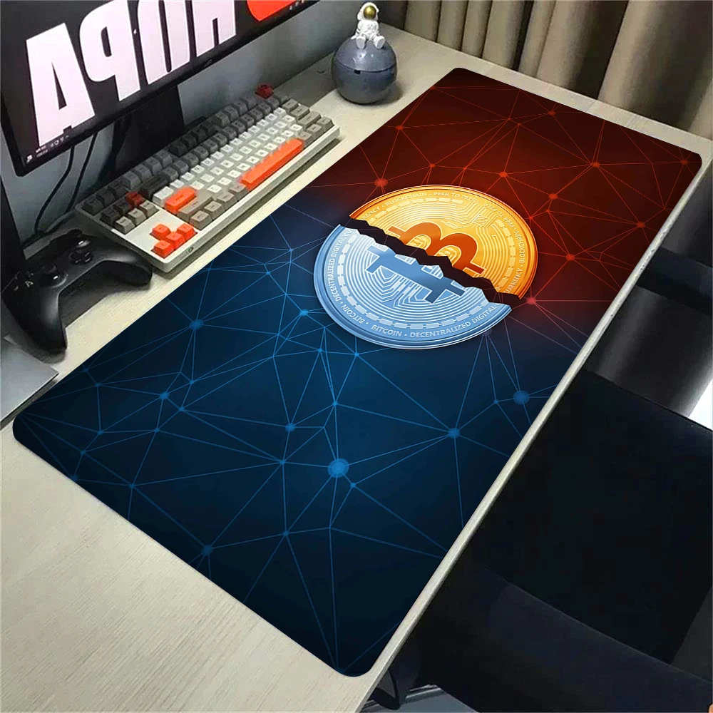 bitcoin Mouse Pad Gaming Large Mousepad Anti-slip Rubber mouse mat Computer Gamer Desk Mat Stitched Edge Black gamer Mousepad