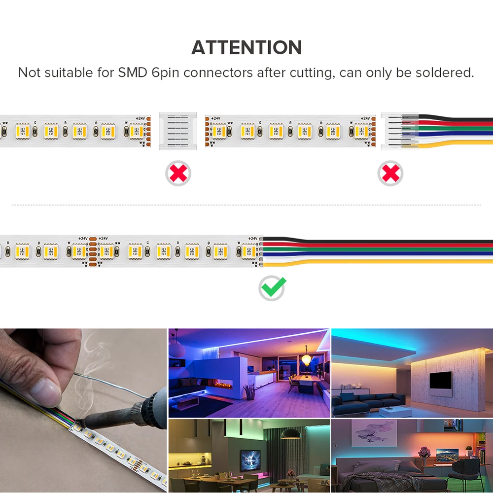 5050 SMD RGBCCT 5 Colors in 1 Led Strip IP30 IP65 IP67 Waterproof 24V 96Leds/M White/Red/Blue/Green/RGB Led Tape Room Decor