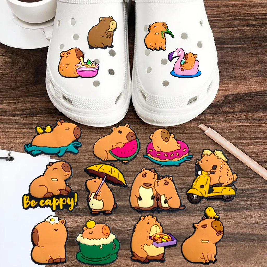 20PCS Cute Capybara Cartoon Series Shoe Charms PVC Cute Garden Shoe Buckle Decoration DIY Suitable for Children's Christmas Gift