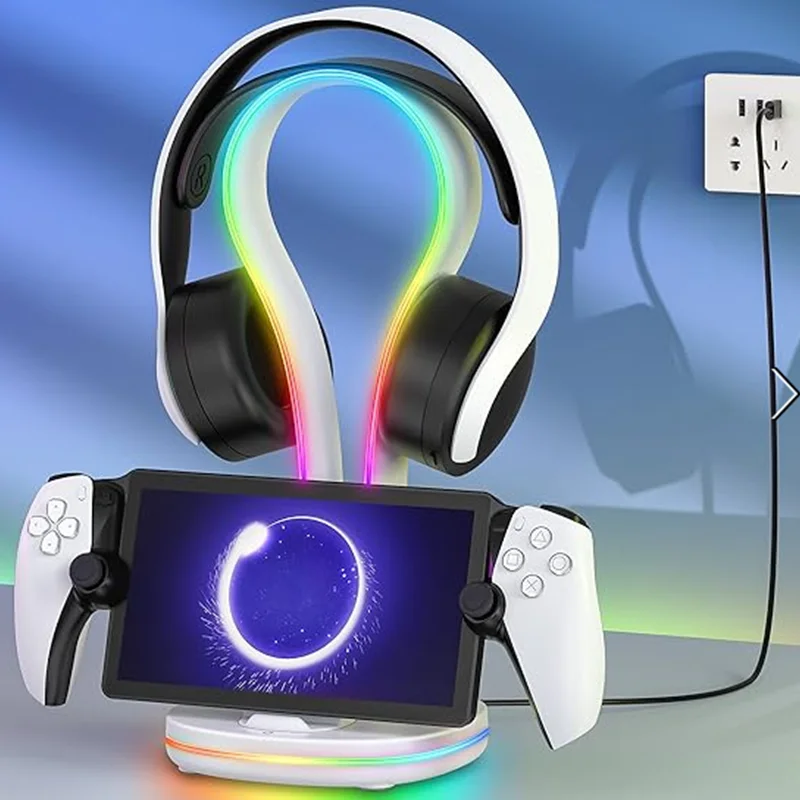 Charging Dock for P5P Handheld Console with Headset Stand,Magnetic Charging Mode & Touchpad to Change RGB Light PG-P5P23