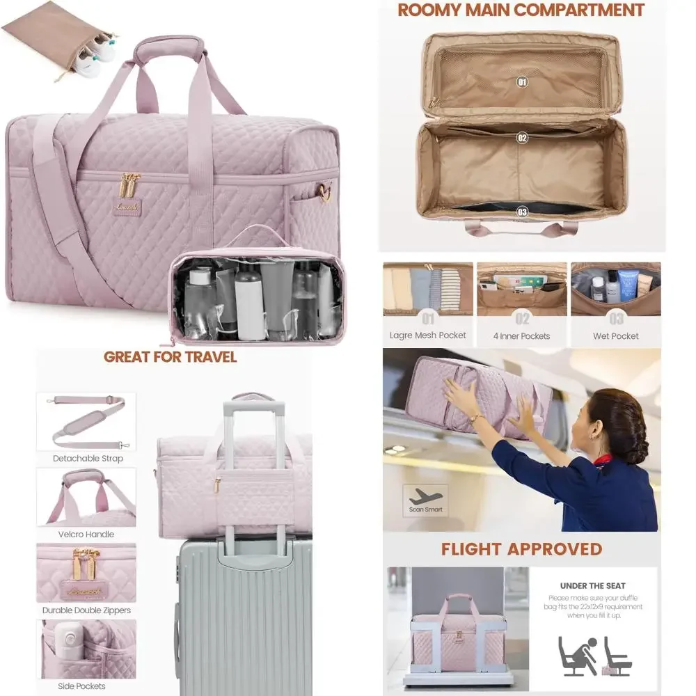 

Carry-On Travel Duffle Bag Set - Weekender & Overnight, Toiletry & Wet Pocket Included, 3-Piece Luggage for Carry-On Size
