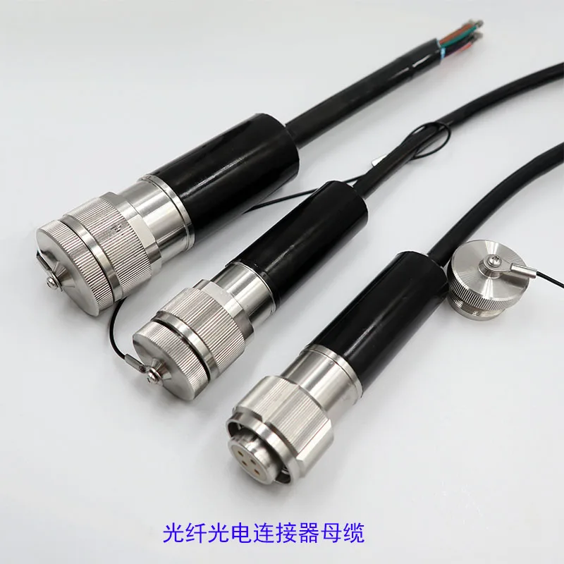 SUBSEA 2-Fiber 6-Power Hybrid Optoelectronic Flange Male Receptacle & Female Cable Plug Subsea Fiber Power