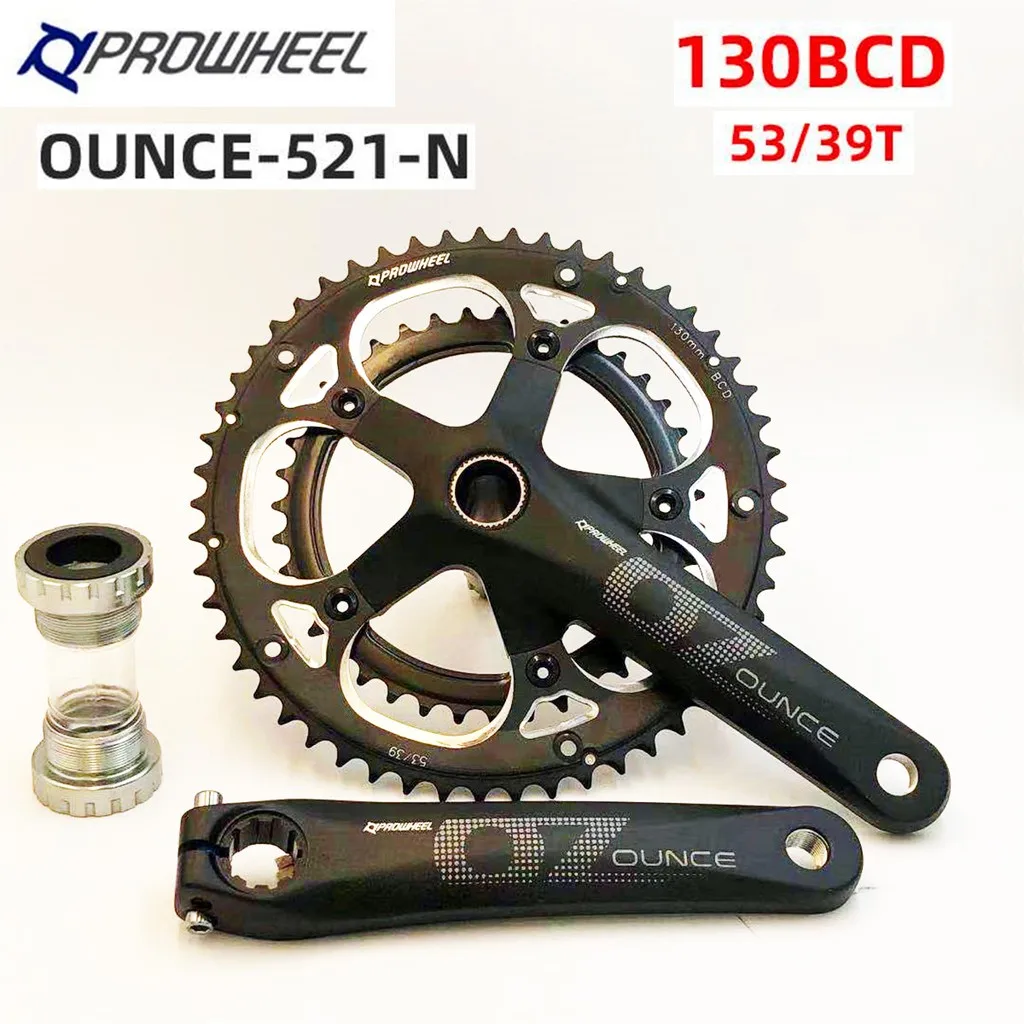 

PROWHEEL OUNCE-521 Hollow Double Chainring road bike crank 53-39T 130 BCD bicycle crank sprocket Bottom bracket bicycle parts