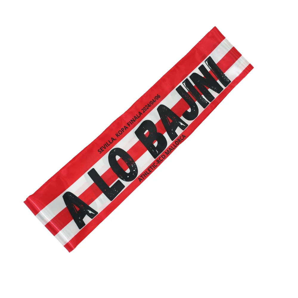 15x150cm  Double Side Printing Satin Football Soccer Fans Athletic Scarf Flags Silks Banner