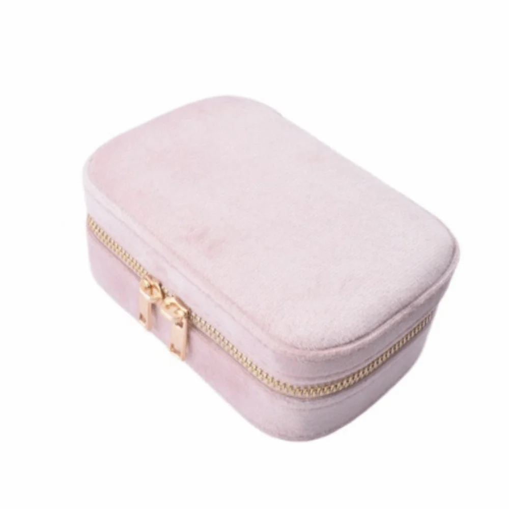 

Zipper Closure Jewelery Storage Case Square Flannel Lining Travel Jewelry Case Convenient Velvet Necklace Storage Case