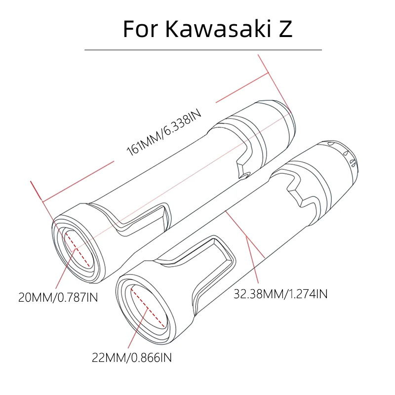 For Kawasaki Z650 Z750 Z800 Z900 Z1000 Z250 Z400 Motorcycle Accessories CNC Anti-Slip Handlebar Grips Ends Handle Cap Hand Bar