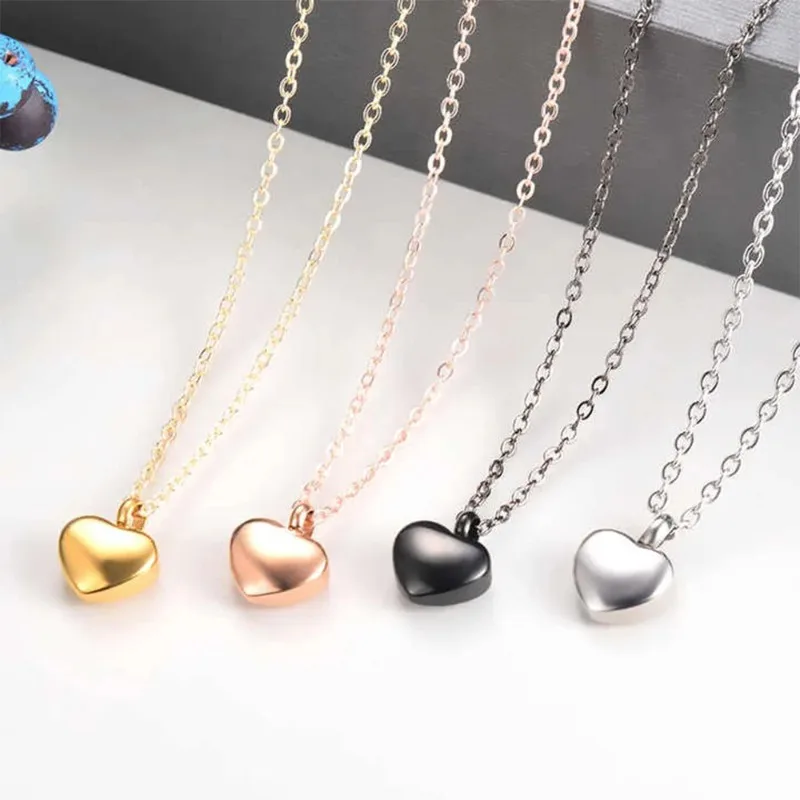 Stainless Steel Small Heart Locket Cremation Heart Charms Memorial Ashes Urn Necklace Jewelry Keepsake Colorful Heart Urn Gift